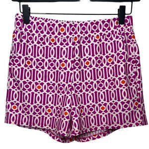Jude Connally XS Geometric Print Stretch Shorts Pink White Preppy Resort Style